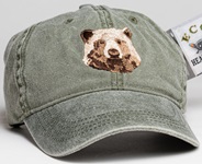 Grizzly Bear Head Hat ball hat embroidered cap adjustible trucker