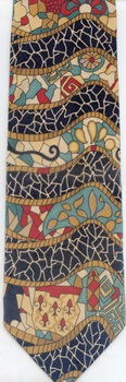 Antoni Gaudi mosaic Guell Park  Architect fabric designer tie Necktie
