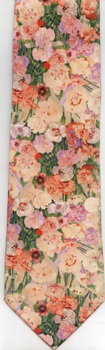 Signature Architect Charles Rennie Macintosh pinks carnation p[ainting Arts and Crafts fabric designer tie Necktie
