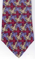 boat to fish Escher Tesselation Bow Tie math Tie necktie