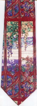 Signature Architect Tiffany Hudson River Window  Arts and Crafts fabric designer tie Necktie