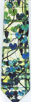 Signature Architect Tiffany Grape Window  Arts and Crafts fabric designer tie Necktie