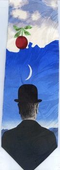 Magritte Repeat apple and bowler hat clouds modern art painting surrealism  cubism expressionist tie Necktie