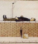 modern art painting surreal expressionist tie Necktie  Man Lying On A Wall L S Lowry 