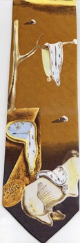 XL extra long modern art painting Persistence Of Memory  surrealism cubism expressionist surrealist Salvadore Dali melting clocks Time Warp tie Necktie