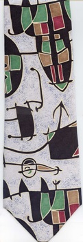 modern art painting surreal expressionist tie Necktie The The Skiing Lesson 1966 Joan Miro