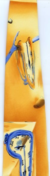 XL extra long modern art painting surrealism cubism expressionist surrealist Salvadore Dali melting clocks Time Warp tie Necktie