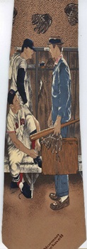 Norman Rockwell baseball Tie the rookie necktie saturday evening post cover illustration art