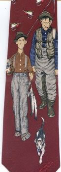 Norman Rockwell two fishermen on a dock  Tie necktie saturday evening post cover illustration art