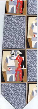 Pierrot Et Arlequin  modern art painting surreal expressionist tie Necktie Pablo Picasso