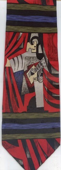 Pulcinella With A Guitar Picasso 1920 modern art painting surreal expressionist tie Necktie Pablo Picasso