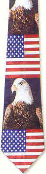Eagle and Flag images in repeating Bands Tie