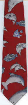 dolphin and marine reef ocean tropical fish boys length necktie youth ties