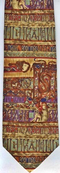european celtic illuminated manuscript codex aureus textile wall hanging tapestry shirt Classical Civilizations fabric design necktie ties