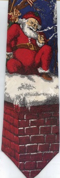 A Visit From Saint Nicholas Circa 1913 Americana series Christmas scene santa tree chimney toys silk Necktie tie