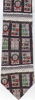 Deck The Halls Americana series Christmas scene santa tree chimney toys silk Necktie tie