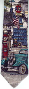 Filling Station Circa 1935 Americana Series Neckties, filling station petroliana antique automobiles, car, land transportation Tie necktie