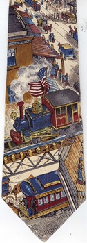 Goin' To Town Circa 1903 Americana Series Neckties, railroad steam engine locomotive transportation Tie necktie