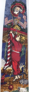 Hanging Up His Stocking With Care Circa 1876 Americana series Christmas scene santa tree chimney toys silk Necktie tie