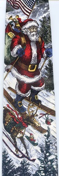 Santa On The Slopes Circa 1902skiing  Americana series Christmas scene santa tree chimney toys silk Necktie tie