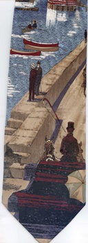 Americana Series Neckties, Sea Wall Drive Circa 1890 water transportation, silk tie,  Van Heusen 417, necktie, tie, tye