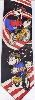 Mickey Mouse bike race bicycle ten speed bike cartoon comic strip walt disney tie tie necktie