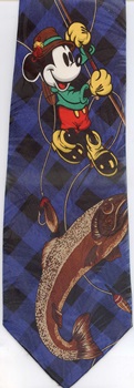 Mickey Mouse fishing equipment cartoon comic strip walt disney tie tie necktie