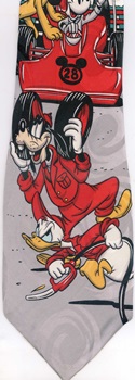 Mickey Mouse formula one grand prix car race race pit crew goofy pluto minnie mickey cartoon comic strip walt disney tie necktie