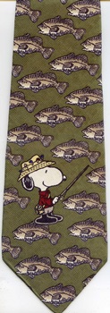 Catch Of The Day fishing Peanuts comic strip charlie brown snoopy tie Necktie
