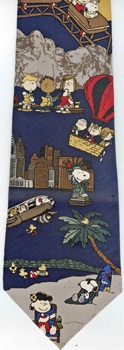 Travel agent destinations stickers stamps tickets luggage cities tourist necktie Tie Peanuts comic strip charlie brown snoopy tie Necktie