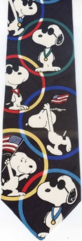 Go For The Gold olympic rings Peanuts comic strip charlie brown snoopy tie Necktie