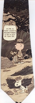 Golf Doesn't Like Me French language phrase Peanuts comic strip charlie brown snoopy tie Necktie