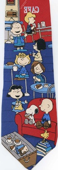 Good Friends And Good Conversation  cafe coffee shop Peanuts comic strip charlie brown snoopy tie Necktie