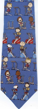 Have A Good Workout excercise machines gym Peanuts comic strip charlie brown snoopy tie Necktie