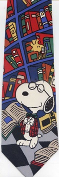 Joe Preppy Bookshelf books library Peanuts comic strip charlie brown snoopy tie Necktie
