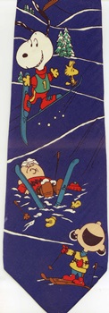 Look Out Below  skiing Peanuts comic strip charlie brown snoopy tie Necktie