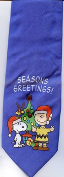 Season's Greetings Musical music box and flashing light Peanuts comic strip charlie brown snoopy tie Necktie