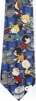Peanuts computer surfing the net comic strip charlie brown snoopy tie Necktie