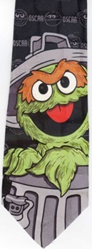 Oscar At Home in his garbage can  Sesame Street tie Necktie