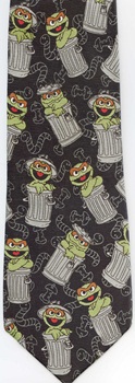 Oscar At Home in his garbage can repeat Sesame Street tie Necktie