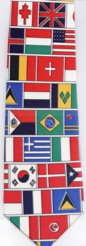 XL extra long International Flag Flags of the World Tie necktie