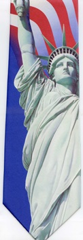 XL extra long Eagle Freedom American Flag Statue of Liberty Tie Necktie tye neckwear