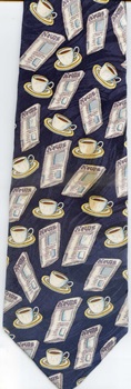 Coffe Cups and Saucers newspaper necktie Tie