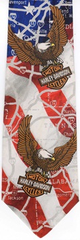 Harley Davidson motorcycle flag eagle and logo with map tie necktie