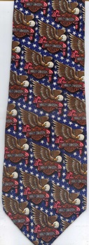 Harley Davidson motorcycle flag eagle and logo tie necktie