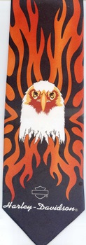 Harley Davidson logo with Eagle head and flames tie necktie