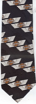 Harley Davidson logo with chrome wings tie necktie