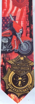 Harley Davidson Firefighter motorcycle Badge tie necktie