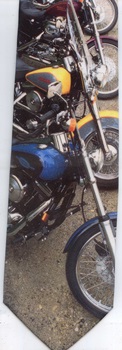 Harley Davidson lined up motorcycles lineuo row tie necktie