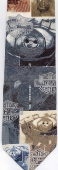 Harley Davidson classic shield logo squares and motor parts tie necktie